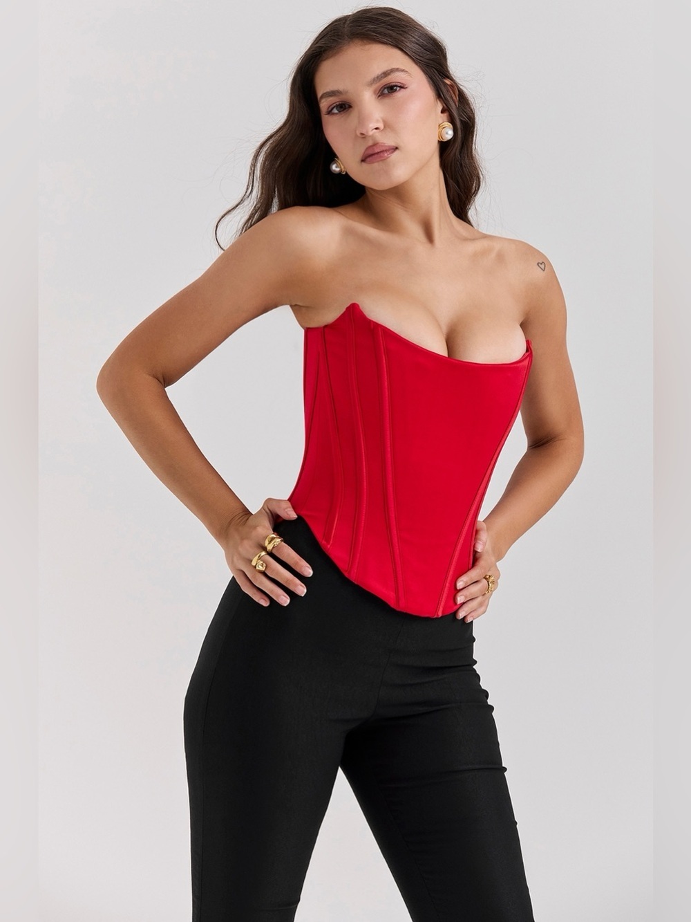 HOUSE OF CB Genevieve Red Lace Up Corset XS